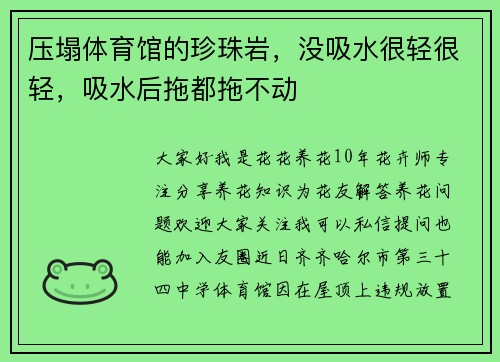 压塌体育馆的珍珠岩，没吸水很轻很轻，吸水后拖都拖不动